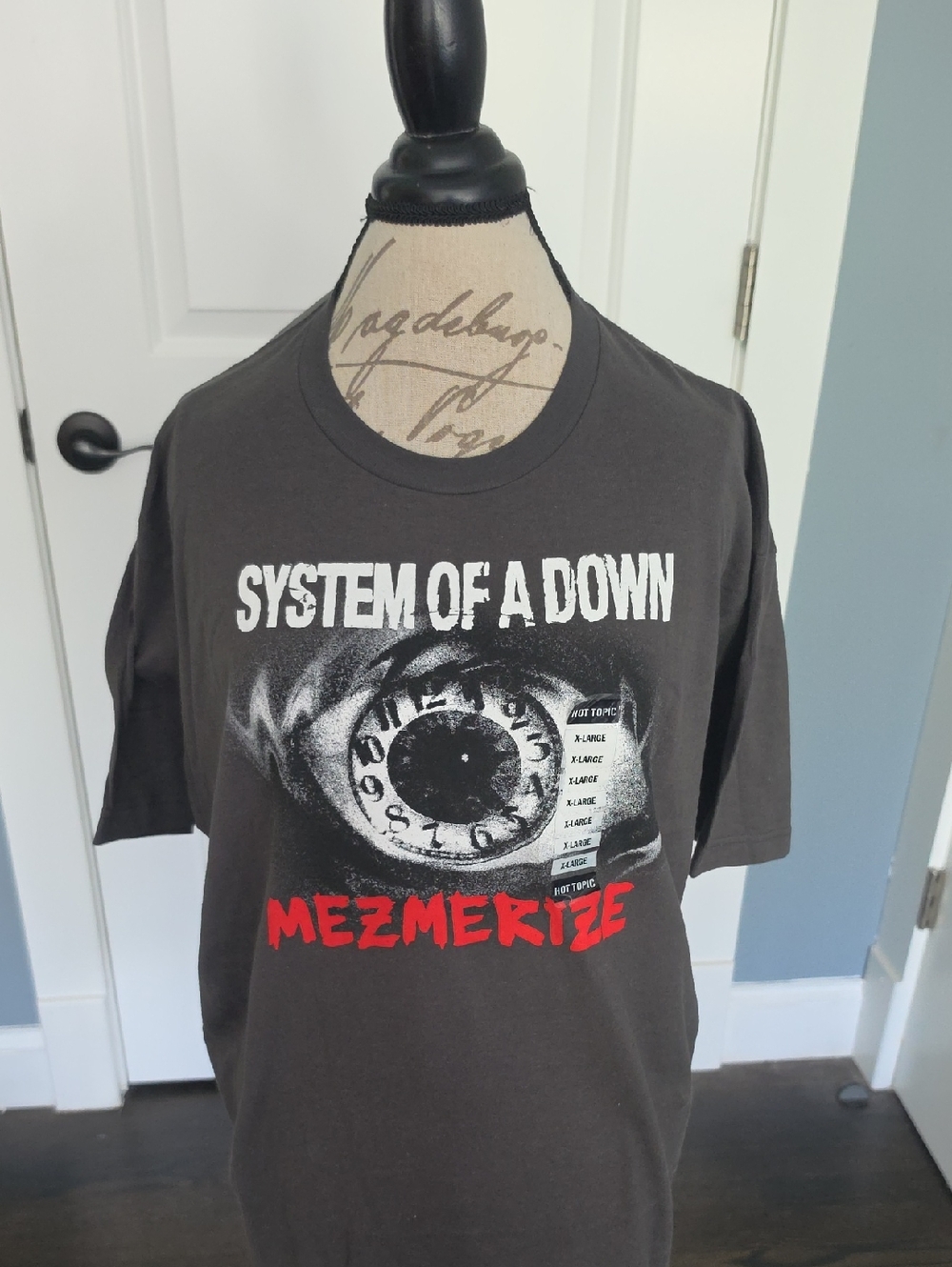 NEW System Of A Down "Mezmerize" Graphic Tee - Charcoal with Red & White Print